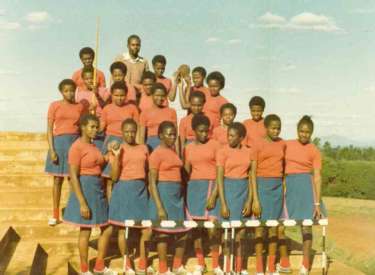 Students at an interschool sports event